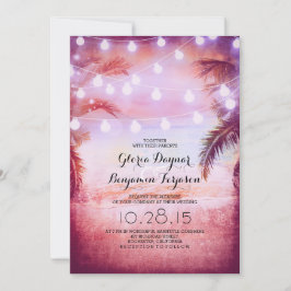 サンセットビーチ&ストリングライト結婚式招待状 招待状