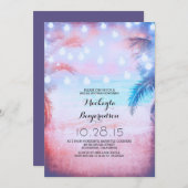 サンセットビーチ＆ストリングライト ブライダルシャワー 招待状 (正面/裏面)