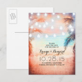 サンセットビーチ&パームストリングライト日付を保存 案内ポストカード (正面/裏面)