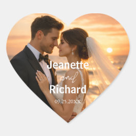 サンセットビーチ ロマンティックな結婚式の誓い ハートシール