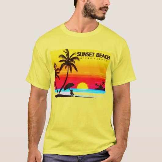サンセットビーチ:海美しいTシャツ Tシャツ (正面)