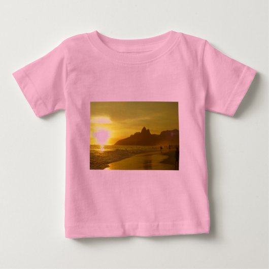 サンセットビーチ 熱帯 海 水 平和 愛 砂浜 ベビーTシャツ (正面)
