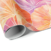 サンセットビーブピンクとコーラルファンパターン ラッピングペーパー (ロールコーナー)