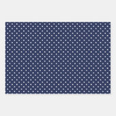 サンセットピンクとネイビーブルーストライプ水玉模様プレーン ラッピングペーパーシート (正面2)