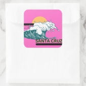 サンセットピンクのステッカーでサンタクルス波 スクエアシール (バッグ)