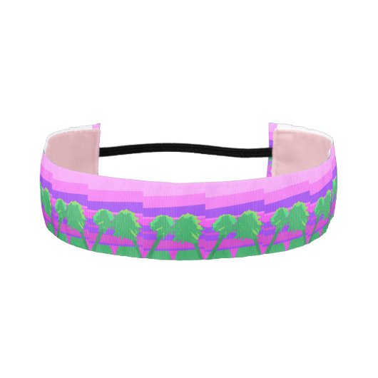 サンセットピンクグリーンパープル アスレチックヘッドバンド (正面)