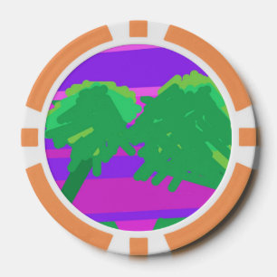 サンセットピンクパープルグリーンツリー ポーカーチップ