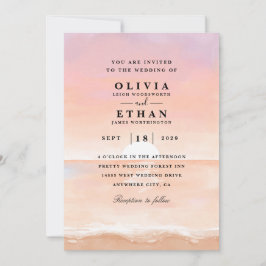 サンセットピンクビーチ結婚式招待状 招待状