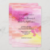 サンセットピンクピーチイエローウォーター色 招待状 (正面/裏面)