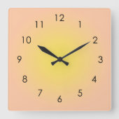 サンセットピーチイエローグラデーショグラデーションンオーラ スクエア壁時計 (正面)