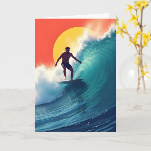 サンセットファーズデイでサーファー カード (黄色い花)
