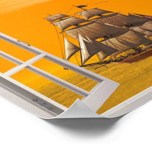 サンセットフェイクウィンドウでアメリカのフリゲートセイルズ ポスター (角)