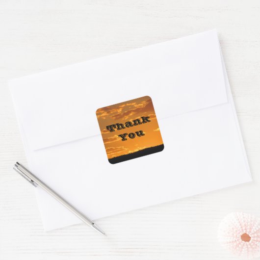 サンセットフォトオレンジ夕べ感謝 スクエアシール (封筒)