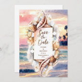 サンセットフォーマルサンビーチ結婚式 セーブザデート (正面/裏面)