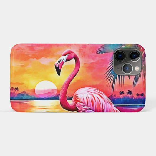 サンセットフラミンゴアートデザイン Case-Mate iPhoneケース (裏面(横))