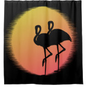 サンセットフラミンゴ シャワーカーテン (正面)