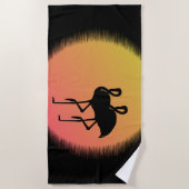 サンセットフラミンゴ ビーチタオル (正面)