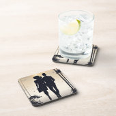 サンセットブラウルブラックシルエットカップル コースター (右側)