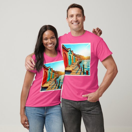 サンセットブリス：シーサイドヒュース Tシャツ (ユニセックス)