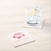 サンセットプルメリアピンクウォーター結婚カラー スクエアペーパーコースター (インサイチュ)