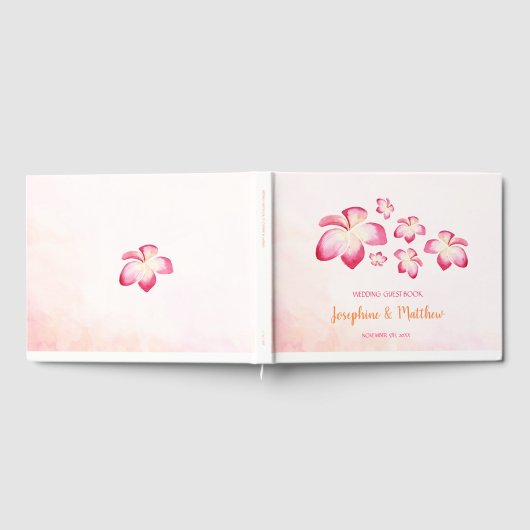 サンセットプルメリア水結婚色の ゲストブック (全面)