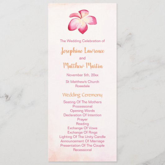 サンセットプルメリア結婚式 プログラム (正面)