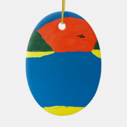 サンセットペンダントの音。オリジナルのアートワーク。 セラミックオーナメント (正面)