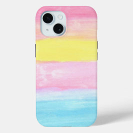 サンセットホライズンウォーターカラー抽象芸術 iPhone 15ケース