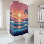 サンセットホライゾングロー鮮やか夕べスカイ シャワーカーテン (インサイチュ)