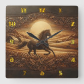 サンセットホースインセーレネランドスケープ スクエア壁時計 (正面)