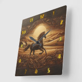 サンセットホースインセーレネランドスケープ スクエア壁時計 (傾斜)