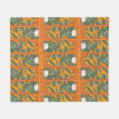 サンセットボタニカルパネルパターン – ザホワイトロータス フリースブランケット (正面(横))