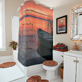 サンセットボートとセレニティ祈りの言葉 シャワーカーテン