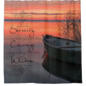 サンセットボートとセレニティ祈りの言葉 シャワーカーテン (正面)