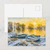 サンセットボート川沿いの水辺のハーベルランド シーズンポストカード (正面/裏面)