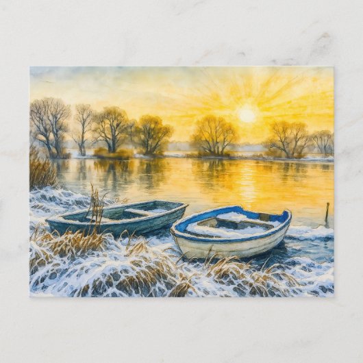 サンセットボート川沿いの水辺のハーベルランド シーズンポストカード (正面)