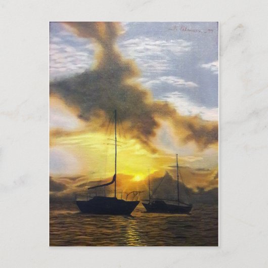 サンセットボート – 移動しても大丈夫のまわりに シーズンポストカード (正面)