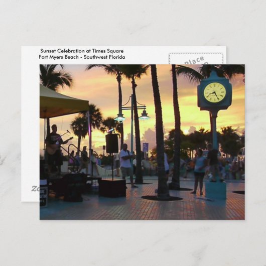 サンセットポストカードタイムズスクエアフォートマイヤーズビーチ ポストカード (正面/裏面)