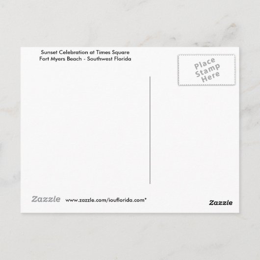 サンセットポストカードタイムズスクエアフォートマイヤーズビーチ ポストカード (裏面)