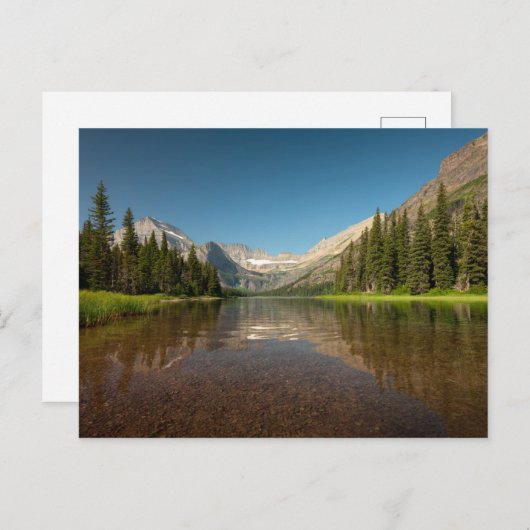 サンセットマウンテンの反射 | グレイシャー・ナショナルパーク ポストカード (正面/裏面)