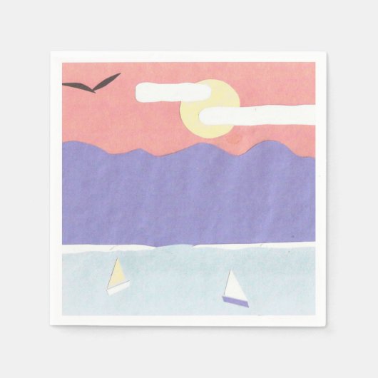 サンセットマウンテンシーンが見られるカクテルナプキン スタンダードカクテルナプキン (正面)