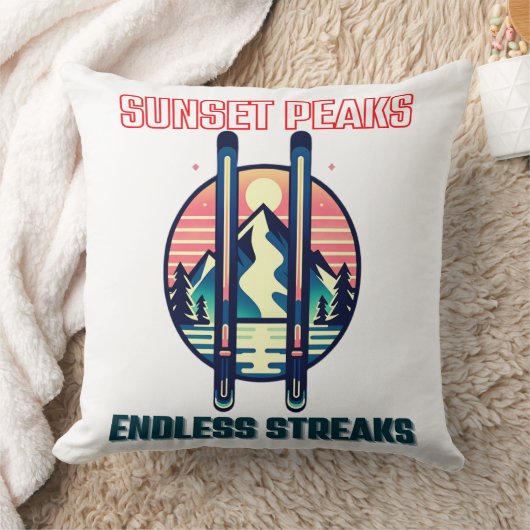 サンセットマウンテンスキーアドベンチャー クッション (ブランケット)