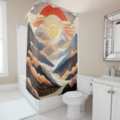 サンセットマウンテンスキー日本のスタイルシャワーカーテン シャワーカーテン (インサイチュ)