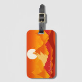 サンセットマウンテンピークスランドスケープイラストレーション ラゲッジタグ (正面縦)