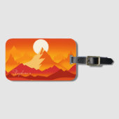 サンセットマウンテンピークスランドスケープイラストレーション ラゲッジタグ (正面横)