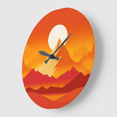 サンセットマウンテンピークスランドスケープイラストレーション ラージ壁時計 (傾斜)