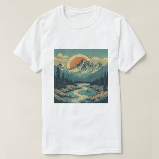 サンセットマウンテンTシャツデザイン Tシャツ (デザイン正面)