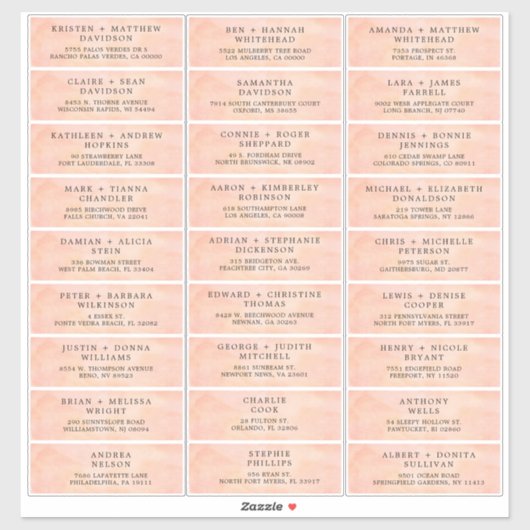 サンセットマウン結婚テンズゲスト住所 シール (シート)