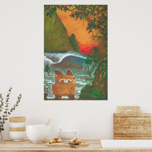 サンセットマンドッグとサーフバンを見る ポスター (キッチン)