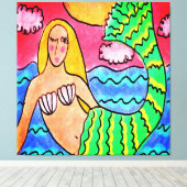 サンセットマーメイド抽象芸術絵画デジタル キャンバスプリント (インサイチュ (ウッドフロア))